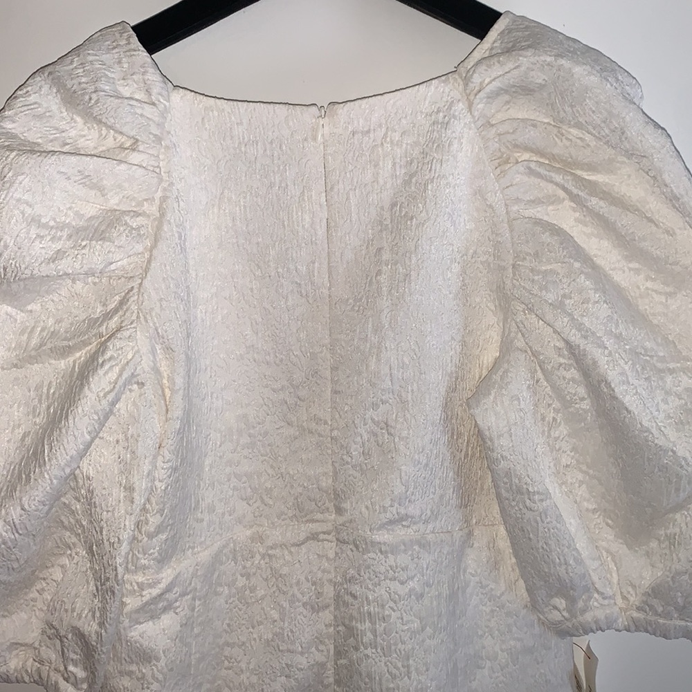 Bardot | Marnie Mini Dress Puff Sleeve in Ivory Size M - Picture 13 of 14